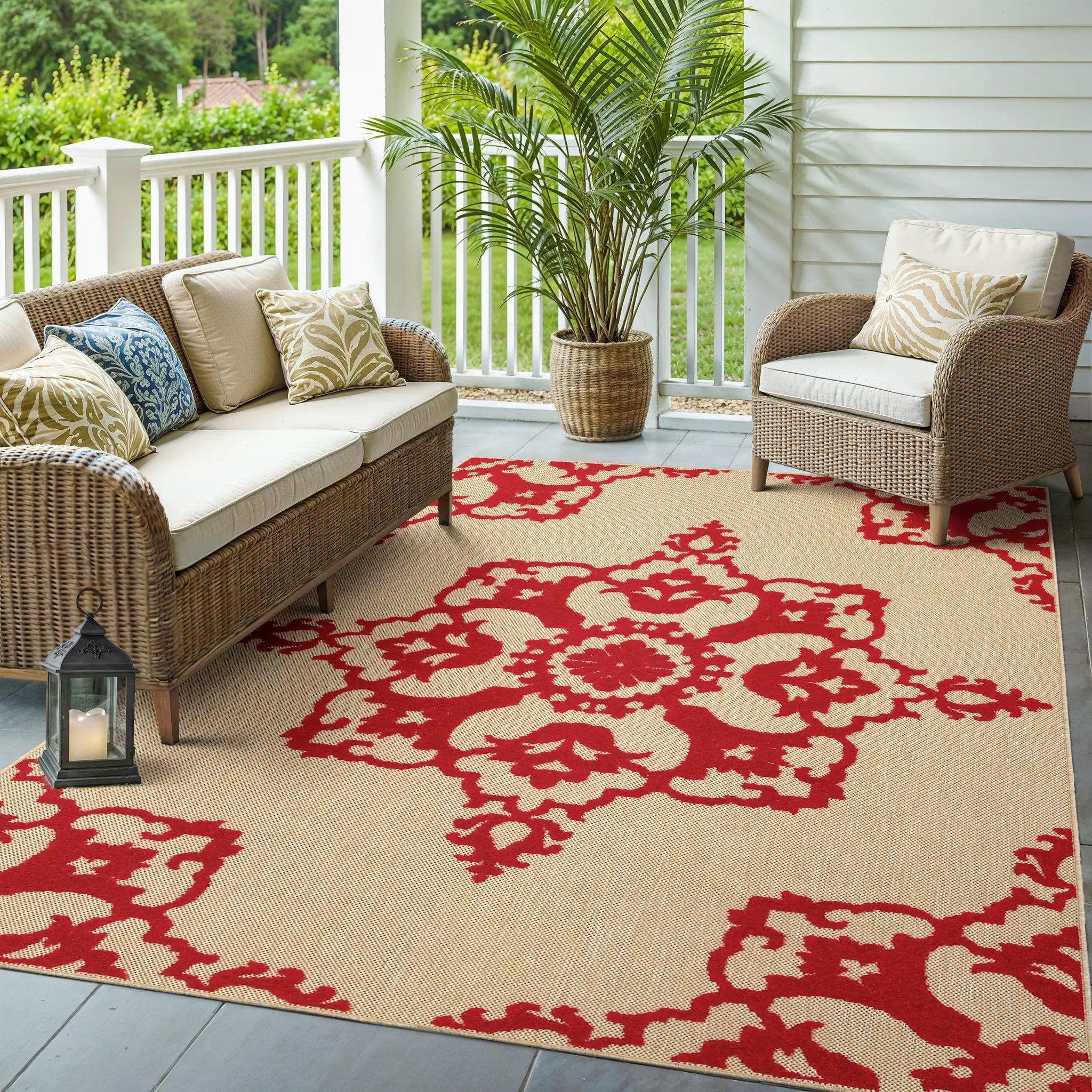 Cayman 097R9 Sand/ Red Area Rug by Oriental Weavers