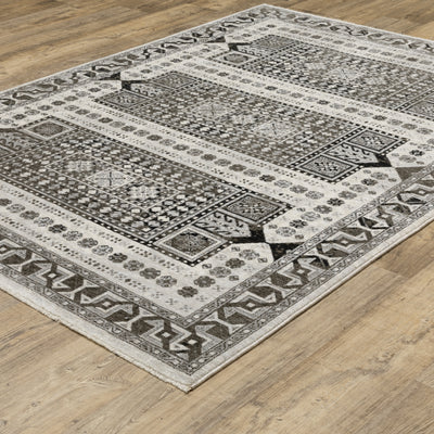 Oriental Weavers Chamberlain CH01G plush traditional rug featuring decorative pattern in ivory/ charcoal tones