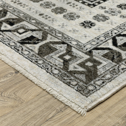 Oriental Weavers Chamberlain CH01G plush traditional rug featuring decorative pattern in ivory/ charcoal tones
