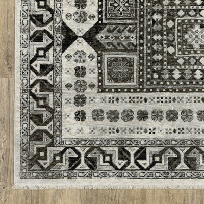Oriental Weavers Chamberlain CH01G plush traditional rug featuring decorative pattern in ivory/ charcoal tones