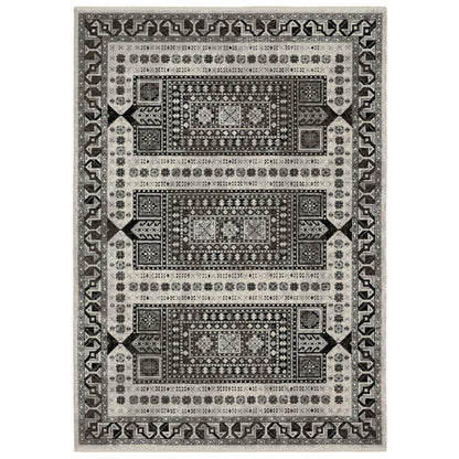 Oriental Weavers Chamberlain CH01G plush traditional rug featuring decorative pattern in ivory/ charcoal tones