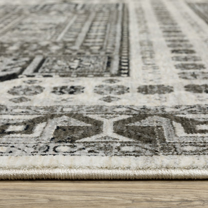 Oriental Weavers Chamberlain CH01G plush traditional rug featuring decorative pattern in ivory/ charcoal tones
