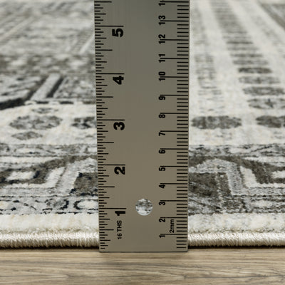 Oriental Weavers Chamberlain CH01G plush traditional rug featuring decorative pattern in ivory/ charcoal tones