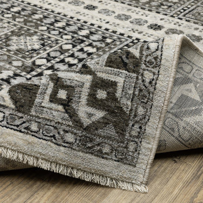 Oriental Weavers Chamberlain CH01G plush traditional rug featuring decorative pattern in ivory/ charcoal tones