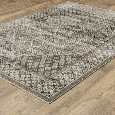 Oriental Weavers Chamberlain CH02D plush traditional rug featuring decorative pattern in grey/ beige tones