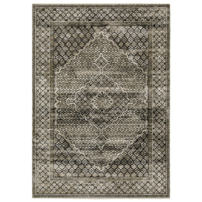 Oriental Weavers Chamberlain CH02D plush traditional rug featuring decorative pattern in grey/ beige tones