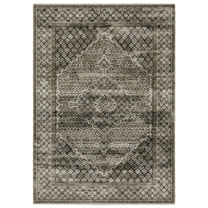 Oriental Weavers Chamberlain CH02D plush traditional rug featuring decorative pattern in grey/ beige tones