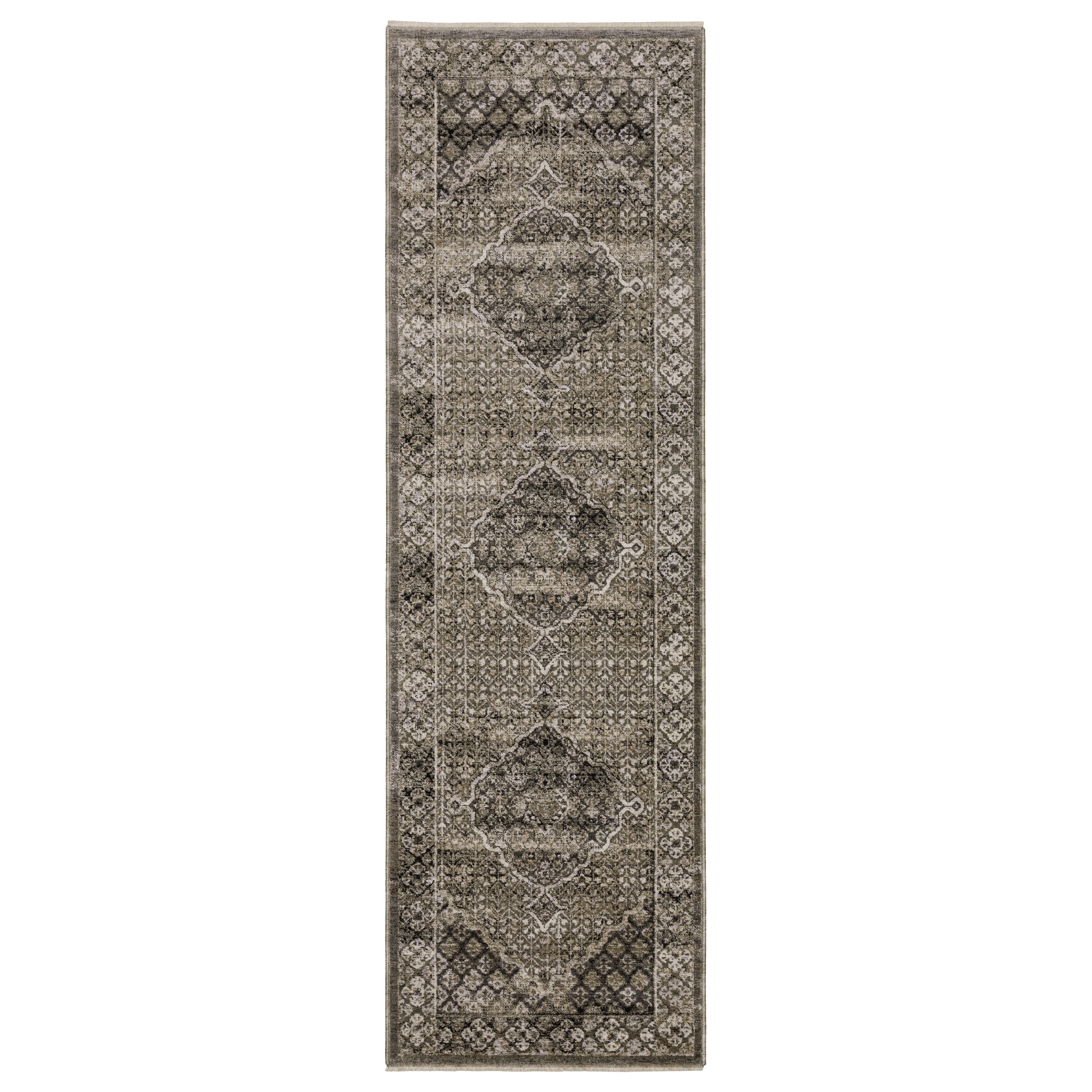 Oriental Weavers Chamberlain CH02D plush traditional rug featuring decorative pattern in grey/ beige tones