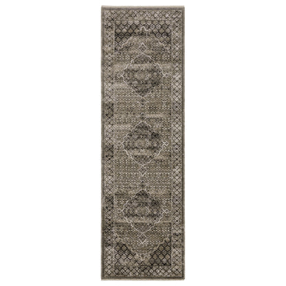 Oriental Weavers Chamberlain CH02D plush traditional rug featuring decorative pattern in grey/ beige tones