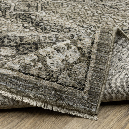 Oriental Weavers Chamberlain CH02D plush traditional rug featuring decorative pattern in grey/ beige tones