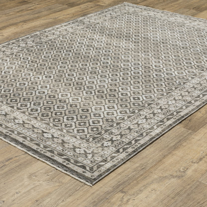 Oriental Weavers Chamberlain CH03B plush traditional rug featuring decorative pattern in grey/ beige tones