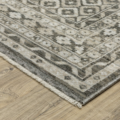 Oriental Weavers Chamberlain CH03B plush traditional rug featuring decorative pattern in grey/ beige tones