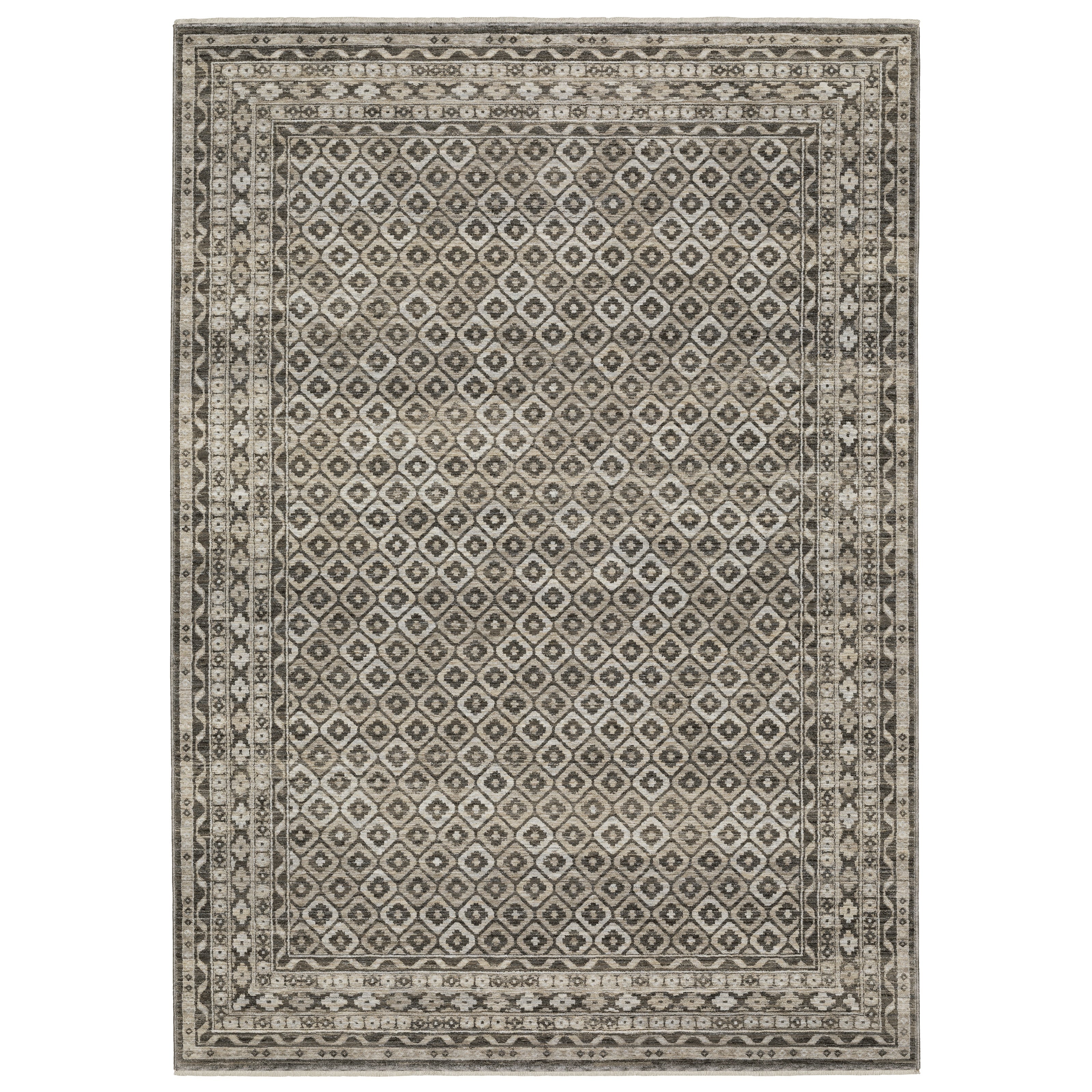 Oriental Weavers Chamberlain CH03B plush traditional rug featuring decorative pattern in grey/ beige tones