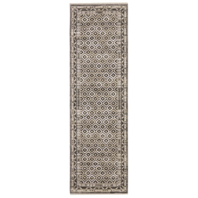 Oriental Weavers Chamberlain CH03B plush traditional rug featuring decorative pattern in grey/ beige tones