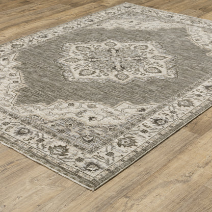 Oriental Weavers Chamberlain CH05A plush traditional rug featuring decorative pattern in grey/ beige tones