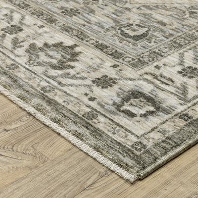 Oriental Weavers Chamberlain CH05A plush traditional rug featuring decorative pattern in grey/ beige tones