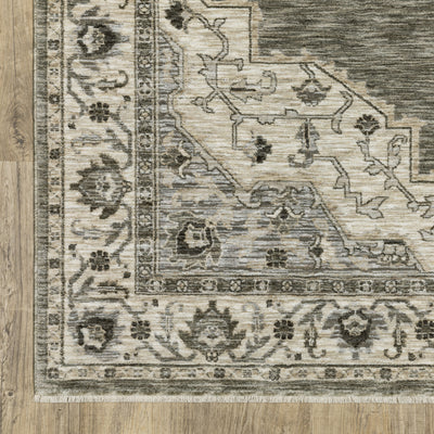 Oriental Weavers Chamberlain CH05A plush traditional rug featuring decorative pattern in grey/ beige tones