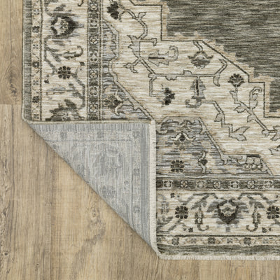 Oriental Weavers Chamberlain CH05A plush traditional rug featuring decorative pattern in grey/ beige tones