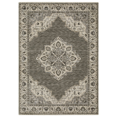 Oriental Weavers Chamberlain CH05A plush traditional rug featuring decorative pattern in grey/ beige tones