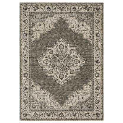 Oriental Weavers Chamberlain CH05A plush traditional rug featuring decorative pattern in grey/ beige tones
