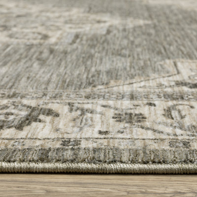 Oriental Weavers Chamberlain CH05A plush traditional rug featuring decorative pattern in grey/ beige tones