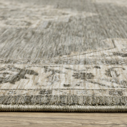 Oriental Weavers Chamberlain CH05A plush traditional rug featuring decorative pattern in grey/ beige tones