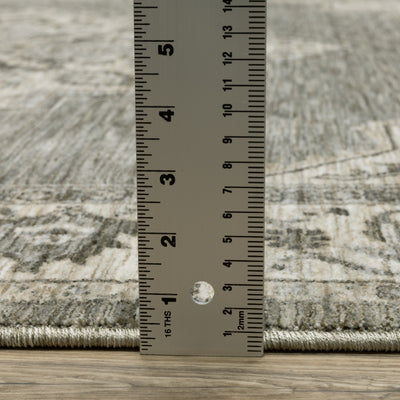 Oriental Weavers Chamberlain CH05A plush traditional rug featuring decorative pattern in grey/ beige tones