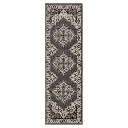 Oriental Weavers Chamberlain CH05A plush traditional rug featuring decorative pattern in grey/ beige tones