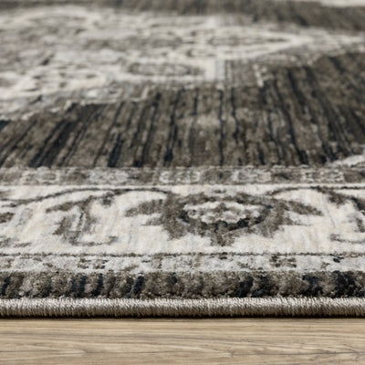 Oriental Weavers Chamberlain CH05C plush traditional rug featuring decorative pattern in charcoal/ ivory tones