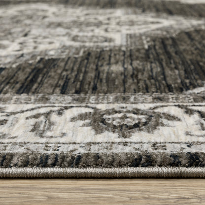 Oriental Weavers Chamberlain CH05C plush traditional rug featuring decorative pattern in charcoal/ ivory tones