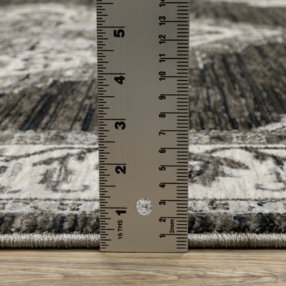 Oriental Weavers Chamberlain CH05C plush traditional rug featuring decorative pattern in charcoal/ ivory tones