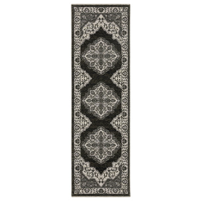 Oriental Weavers Chamberlain CH05C plush traditional rug featuring decorative pattern in charcoal/ ivory tones