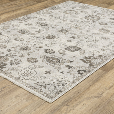Oriental Weavers Chamberlain CH06B plush traditional rug featuring decorative pattern in ivory/ grey tones