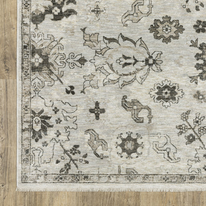 Oriental Weavers Chamberlain CH06B plush traditional rug featuring decorative pattern in ivory/ grey tones