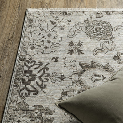 Oriental Weavers Chamberlain CH06B plush traditional rug featuring decorative pattern in ivory/ grey tones