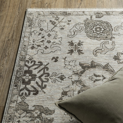 Oriental Weavers Chamberlain CH06B plush traditional rug featuring decorative pattern in ivory/ grey tones