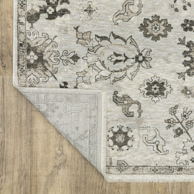 Oriental Weavers Chamberlain CH06B plush traditional rug featuring decorative pattern in ivory/ grey tones