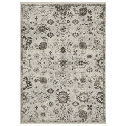 Oriental Weavers Chamberlain CH06B plush traditional rug featuring decorative pattern in ivory/ grey tones