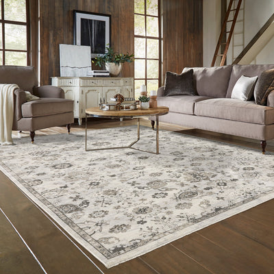 Oriental Weavers Chamberlain CH06B plush traditional rug featuring decorative pattern in ivory/ grey tones