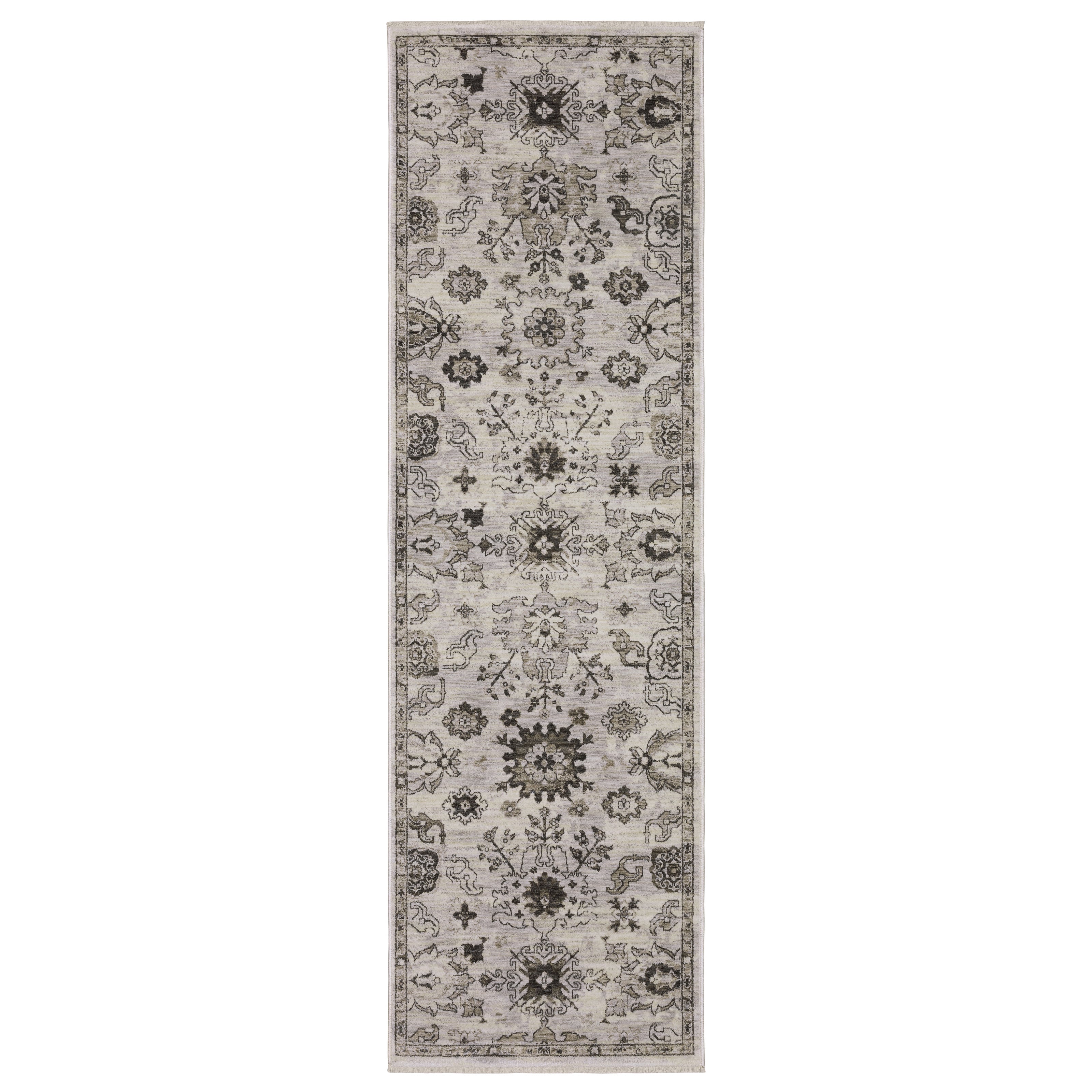 Oriental Weavers Chamberlain CH06B plush traditional rug featuring decorative pattern in ivory/ grey tones