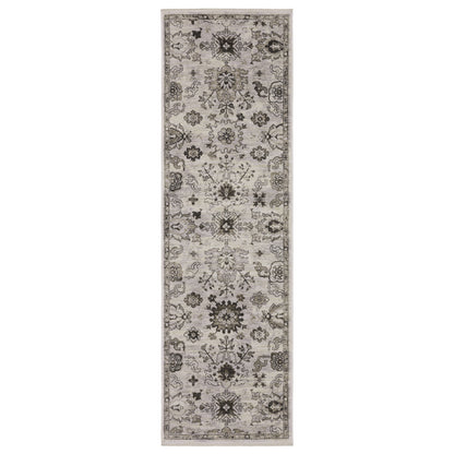 Oriental Weavers Chamberlain CH06B plush traditional rug featuring decorative pattern in ivory/ grey tones