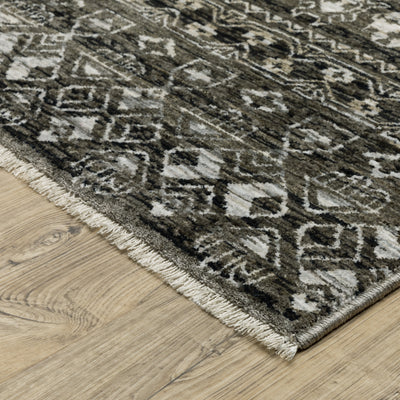 Oriental Weavers Chamberlain CH07C plush traditional rug featuring decorative pattern in black/ grey tones