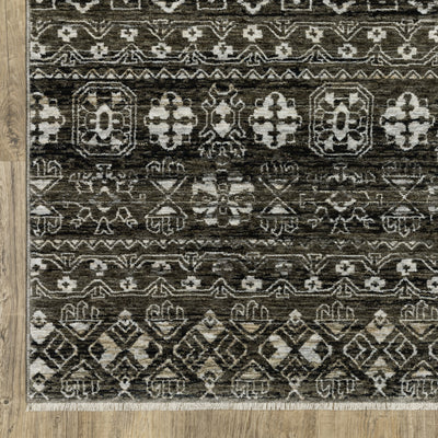 Oriental Weavers Chamberlain CH07C plush traditional rug featuring decorative pattern in black/ grey tones
