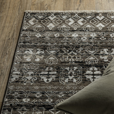 Oriental Weavers Chamberlain CH07C plush traditional rug featuring decorative pattern in black/ grey tones