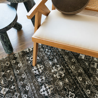 Oriental Weavers Chamberlain CH07C plush traditional rug featuring decorative pattern in black/ grey tones