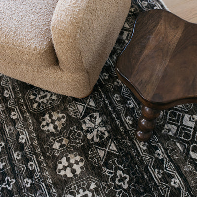 Oriental Weavers Chamberlain CH07C plush traditional rug featuring decorative pattern in black/ grey tones