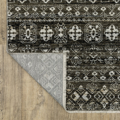 Oriental Weavers Chamberlain CH07C plush traditional rug featuring decorative pattern in black/ grey tones