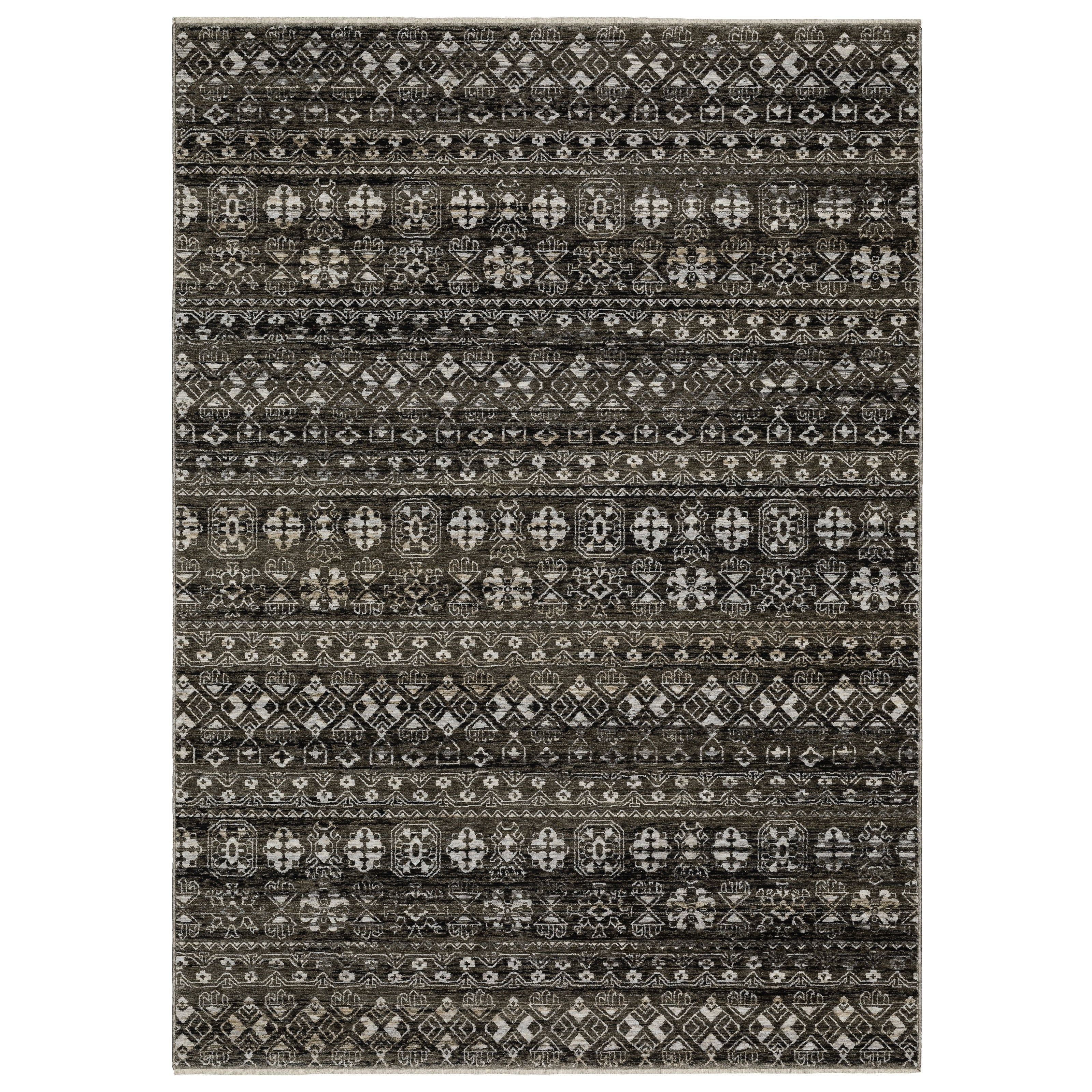 Oriental Weavers Chamberlain CH07C plush traditional rug featuring decorative pattern in black/ grey tones