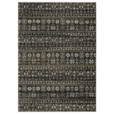 Oriental Weavers Chamberlain CH07C plush traditional rug featuring decorative pattern in black/ grey tones