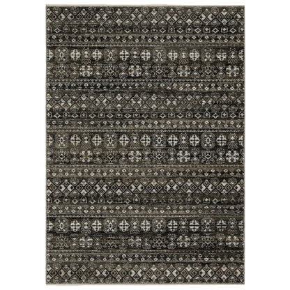 Oriental Weavers Chamberlain CH07C plush traditional rug featuring decorative pattern in black/ grey tones